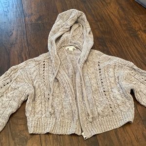 Chunky Cable Knot Grey Aeropostale Zip up cropped Sweater
